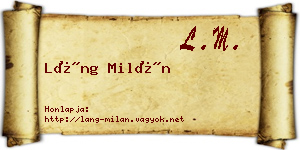 Láng Milán névjegykártya
